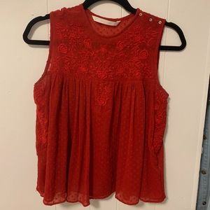Red Embroidered Blouse